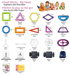 jasonwell 133 pieces creative magnetic building blocks