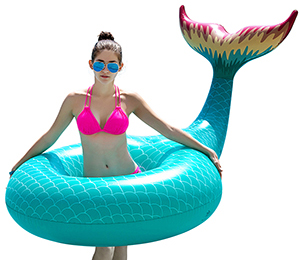 Jasonwell Giant Inflatable Mermaid Tail Pool Float Pool Tube with Fast Valves Summer Beach Swimming